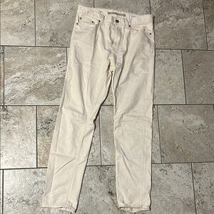 Cream Straight-Leg Jeans